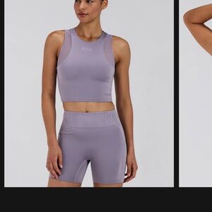 Bandit Running - Violet Fog Race Crop and 5” Shorts Matching Set